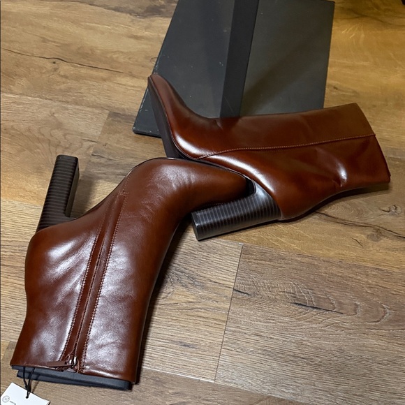 Zara NWT Brown Heeled Boots - Picture 9 of 15